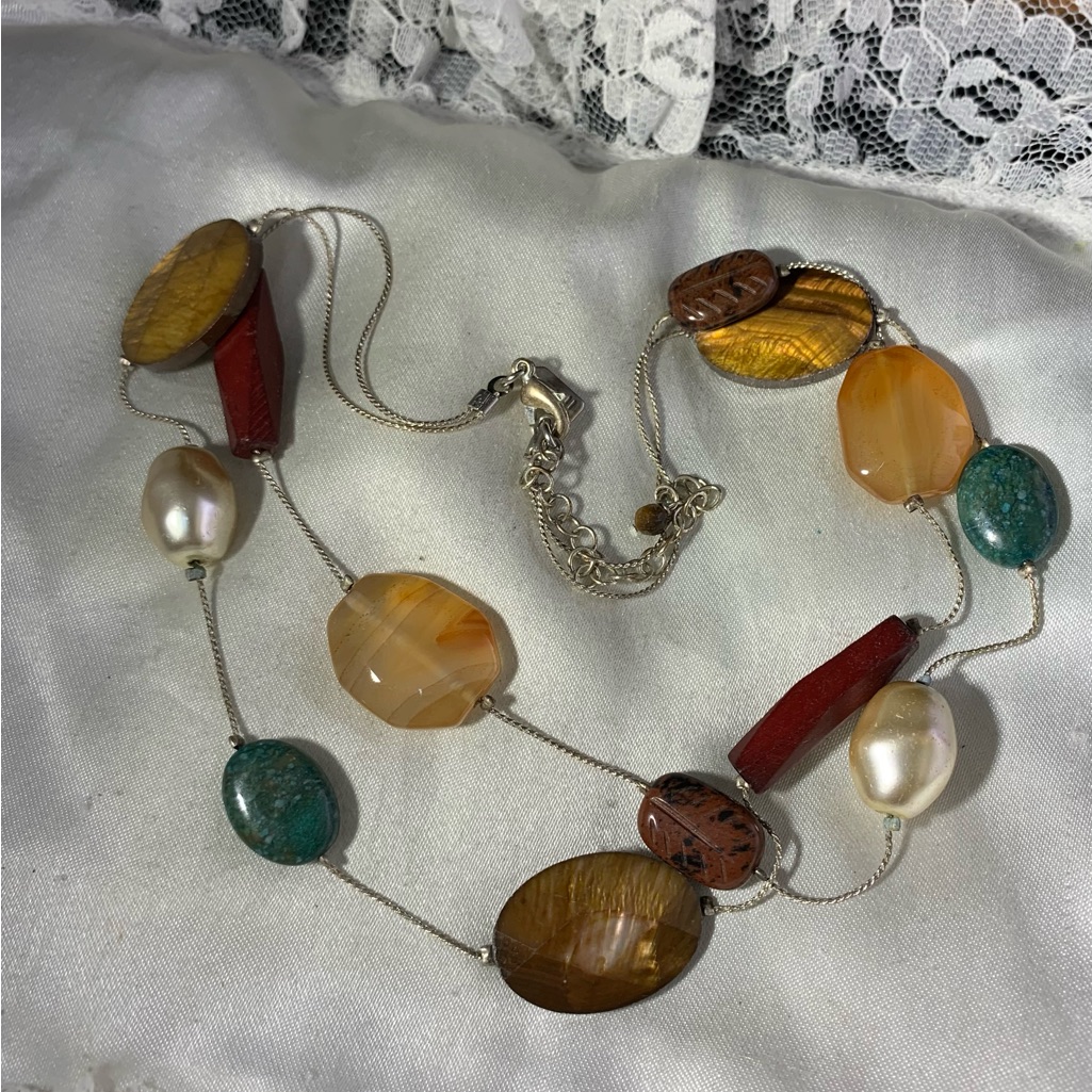 J. Jill Earthy Tones Beaded Double Strand Stone Necklace